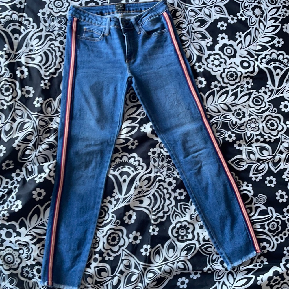 denim jeans with stripe
